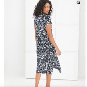 CHICOS. Navy and White Geometric Print Dress.